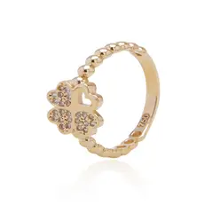 JB JOYAS BARON - Anillo de Oro 18kt Trébol Circón