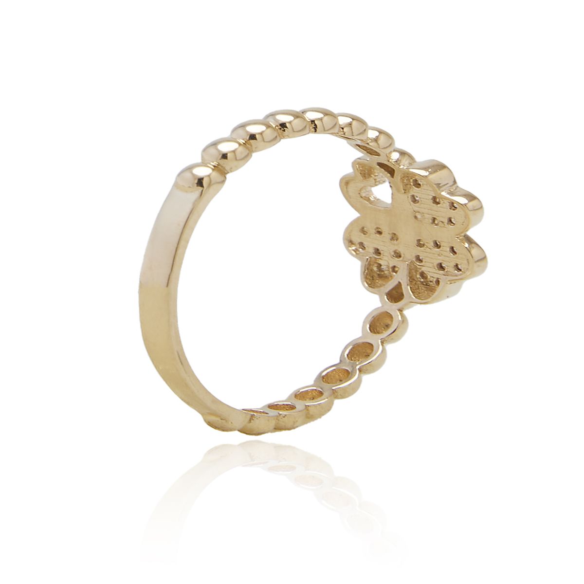 JB JOYAS BARON - Anillo de Oro 18kt Trébol Circón