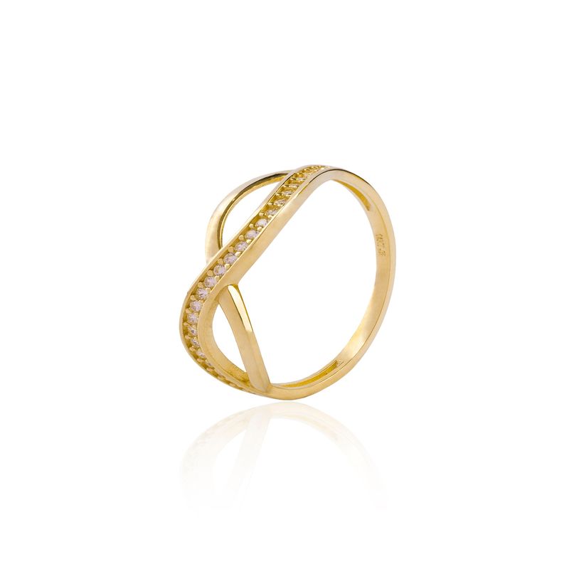 JB JOYAS BARON - Anillo de Oro 18kt Circon Ondas