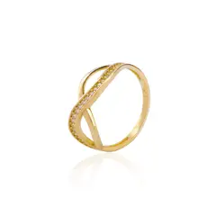 JB JOYAS BARON - Anillo de Oro 18kt Circon Ondas