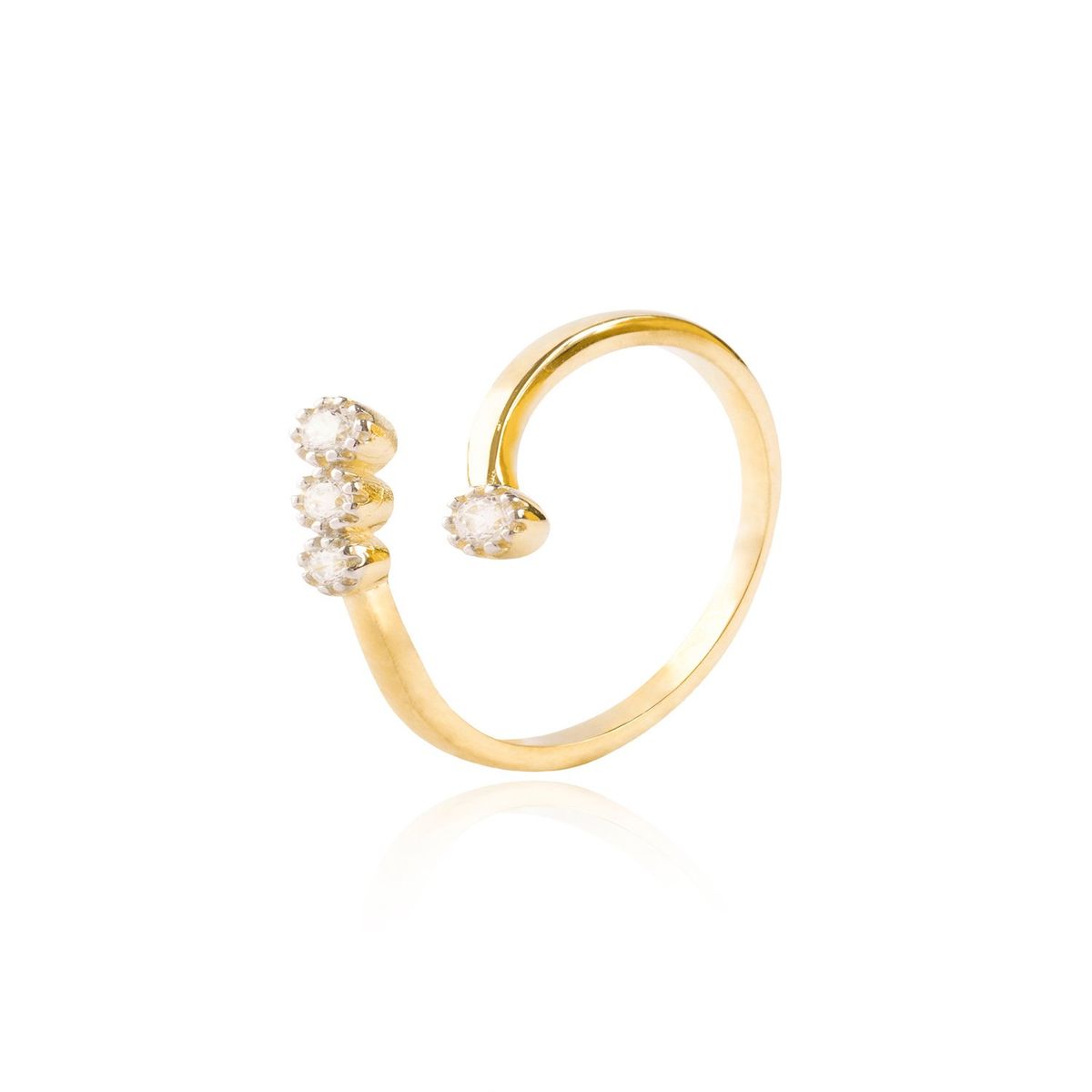 JB JOYAS BARON - Anillo Oro a Amarillo 18kt Abierto Cuatro Circonitas