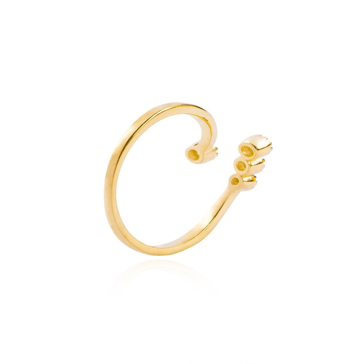 JB JOYAS BARON - Anillo Oro a Amarillo 18kt Abierto Cuatro Circonitas