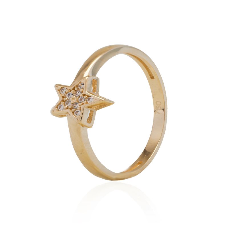 JB JOYAS BARON - Anillo de Oro 18kt Estrella Circon