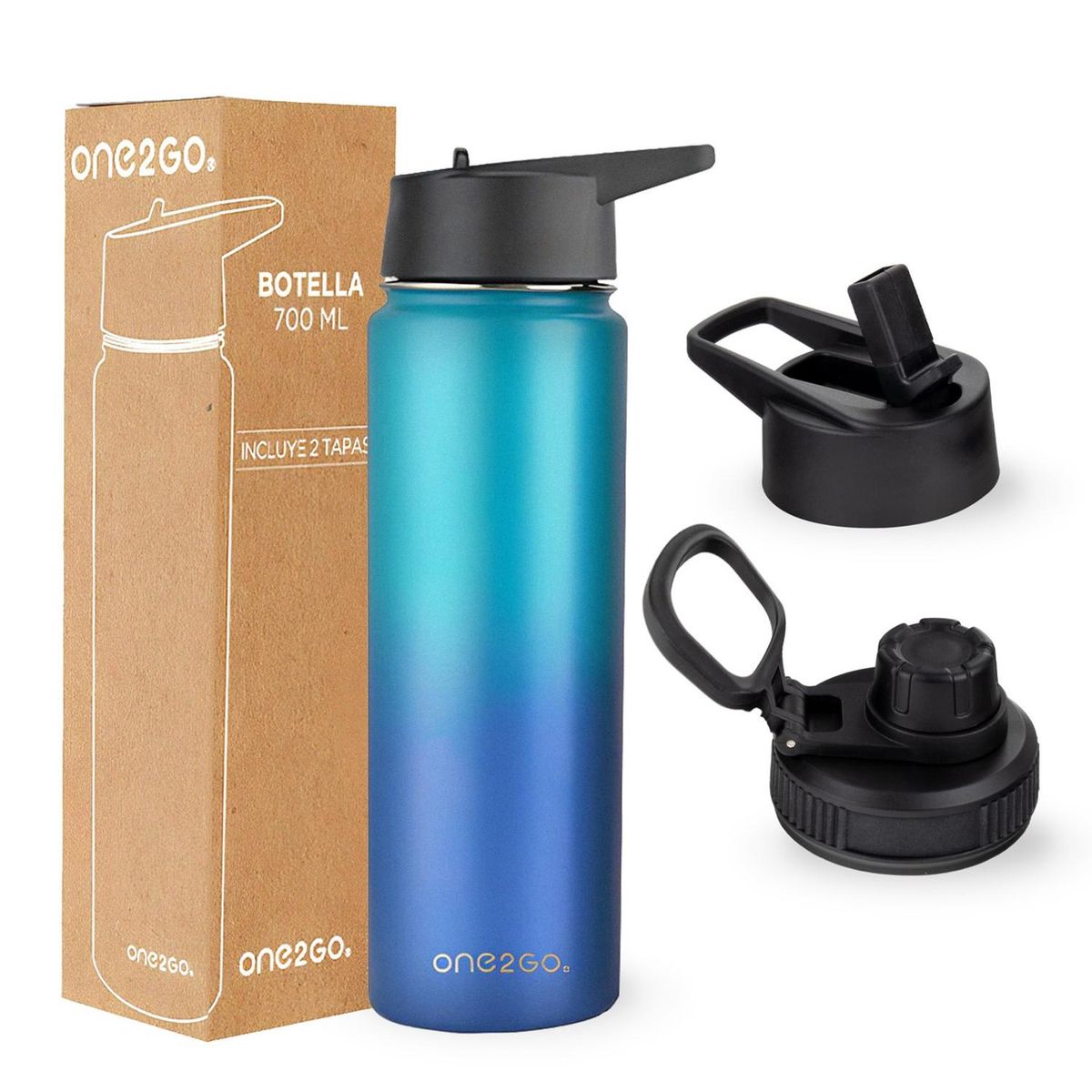ONE2GO - Botella Termica Agua Acero Inox700ml - Azul oscuro