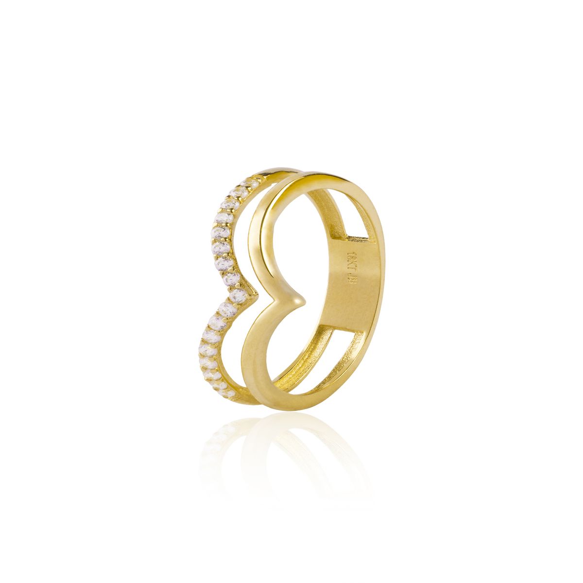 JB JOYAS BARON - Anillo de Oro 18kt Doble Punta Circon
