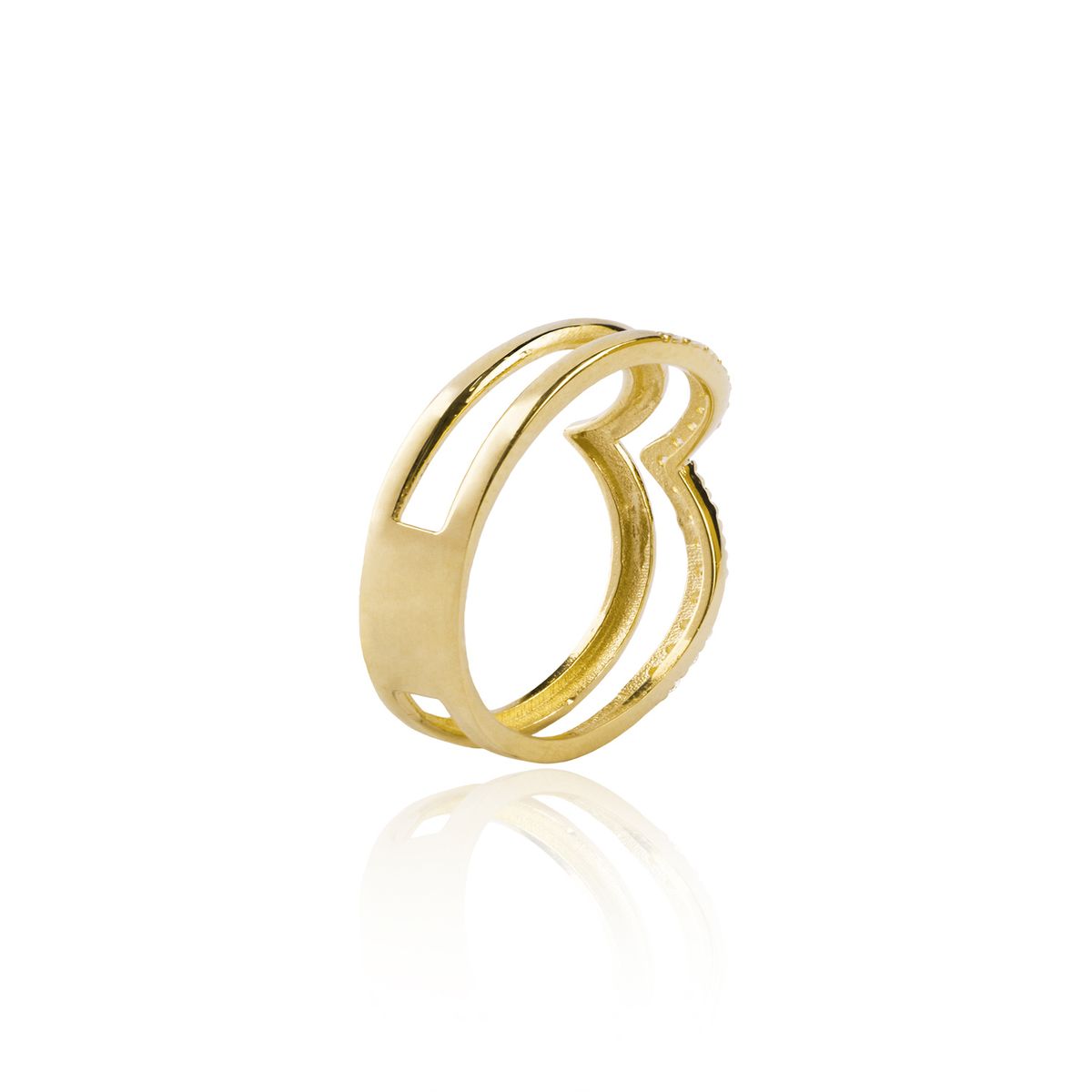 JB JOYAS BARON - Anillo de Oro 18kt Doble Punta Circon