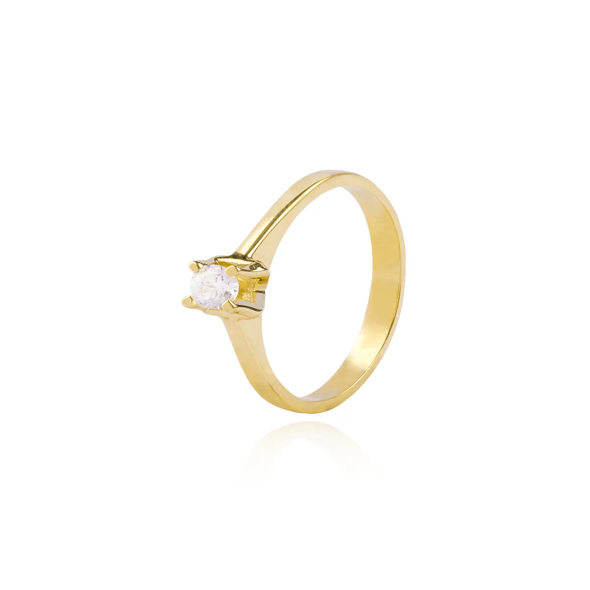JB JOYAS BARON - Anillo Compromiso de Oro 18Kt Solitario Circón 4mm
