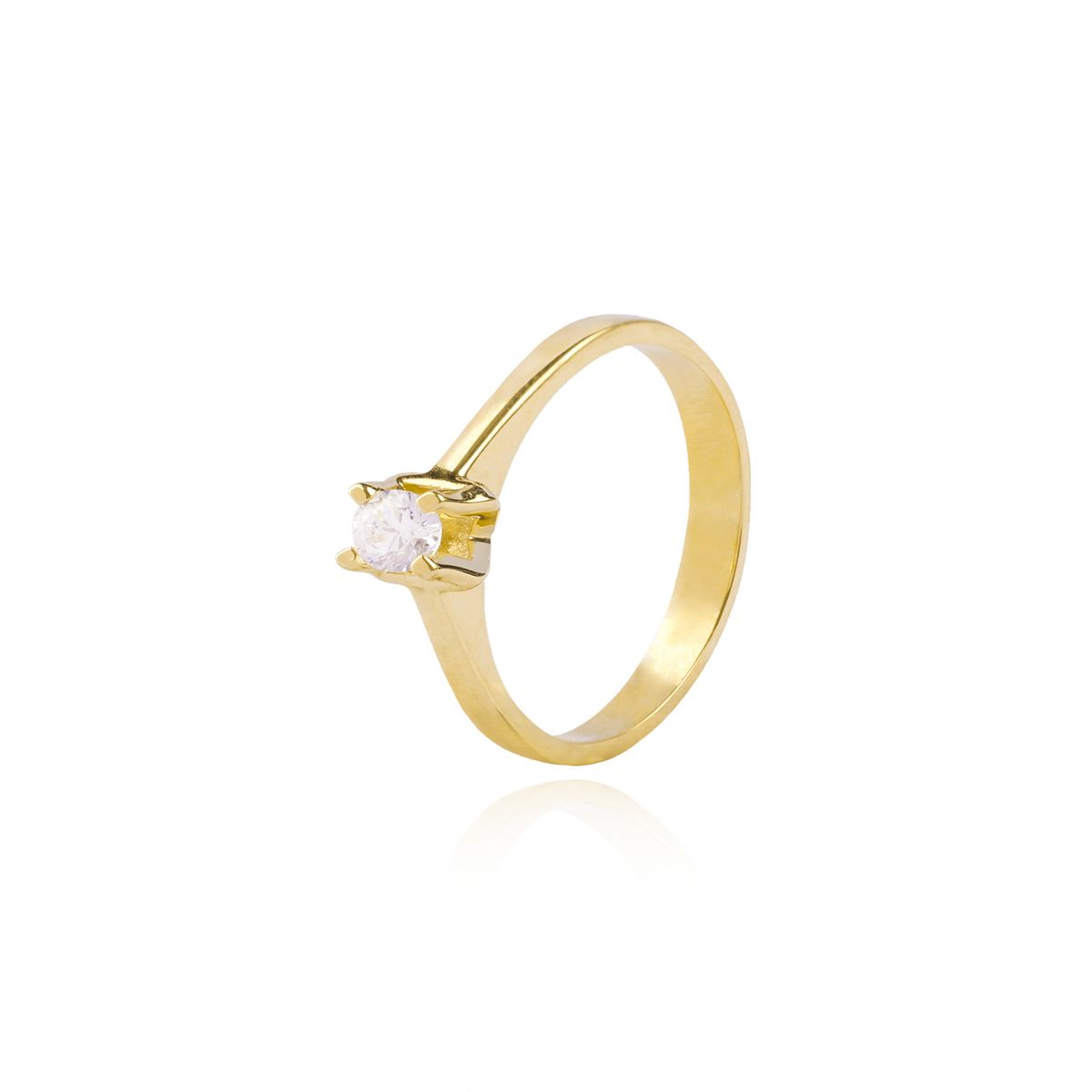 JB JOYAS BARON - Anillo Compromiso de Oro 18Kt Solitario Circón 4mm