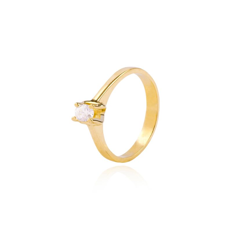 JB JOYAS BARON - Anillo Compromiso de Oro 18Kt Solitario Circón 4mm