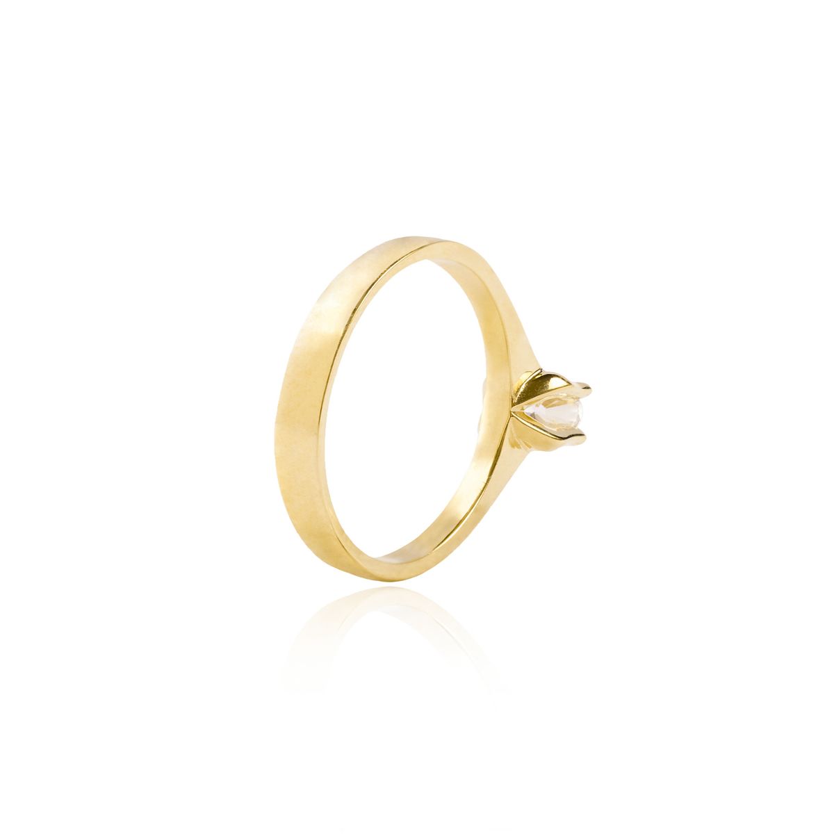 JB JOYAS BARON - Anillo Compromiso de Oro 18Kt Solitario Circón 4mm