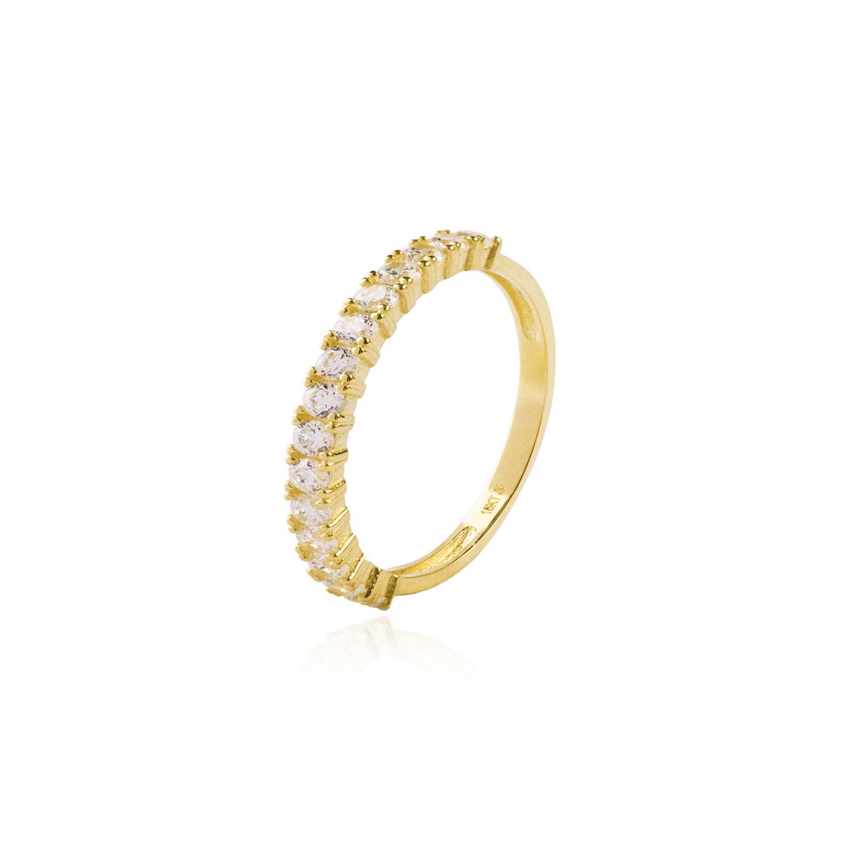 JB JOYAS BARON - Anillo Compromiso de Oro 18Kt Medio Cintillo Delgado