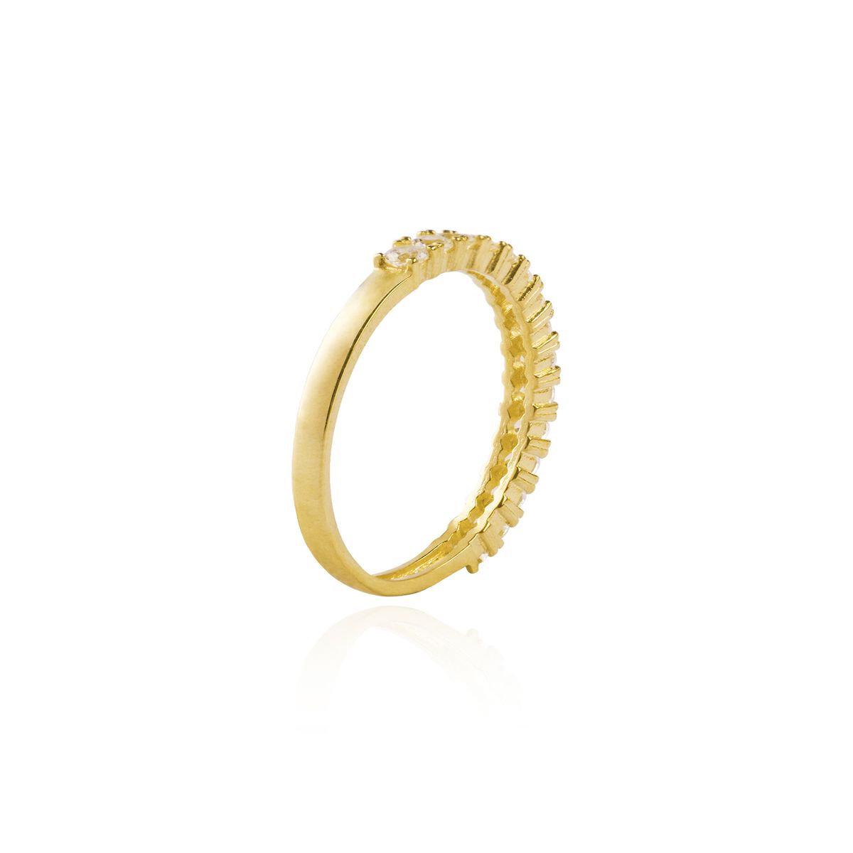 JB JOYAS BARON - Anillo Compromiso de Oro 18Kt Medio Cintillo Delgado