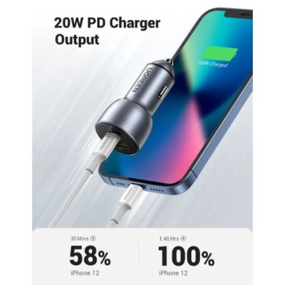 Imagen 2 del producto Cargador Automóvil 1USB-C 1USB-A Carga rápida 425W MAX ALUMINIO