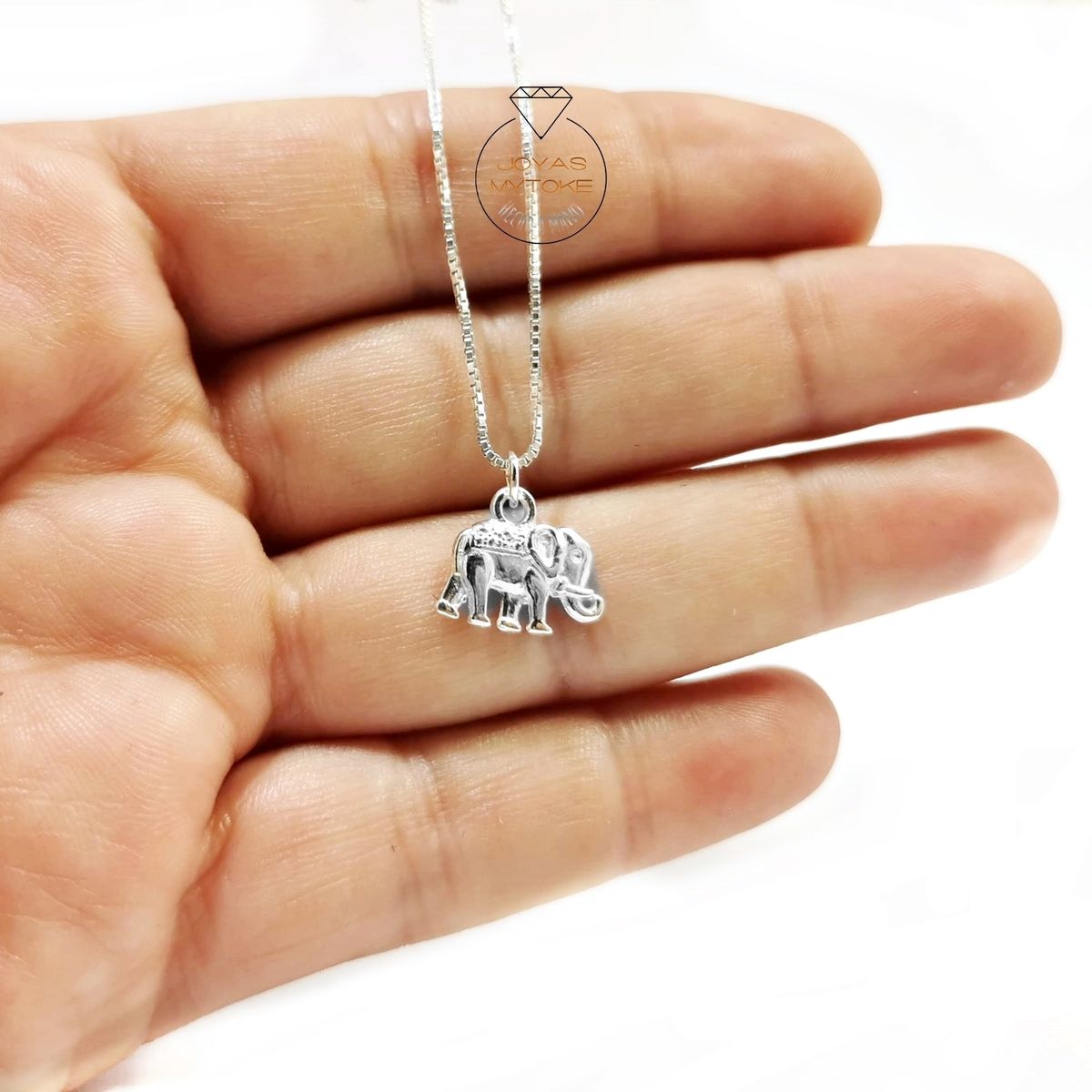 JOYAS MYTOKE - Colgante Dije Elefante Mas Cadena Plata Fina 925