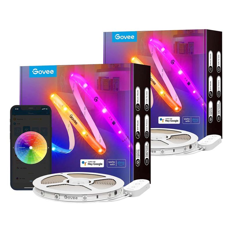 GOVEE - Pack 2x Tira de luces LED Govee RGBIC con revestimiento protector