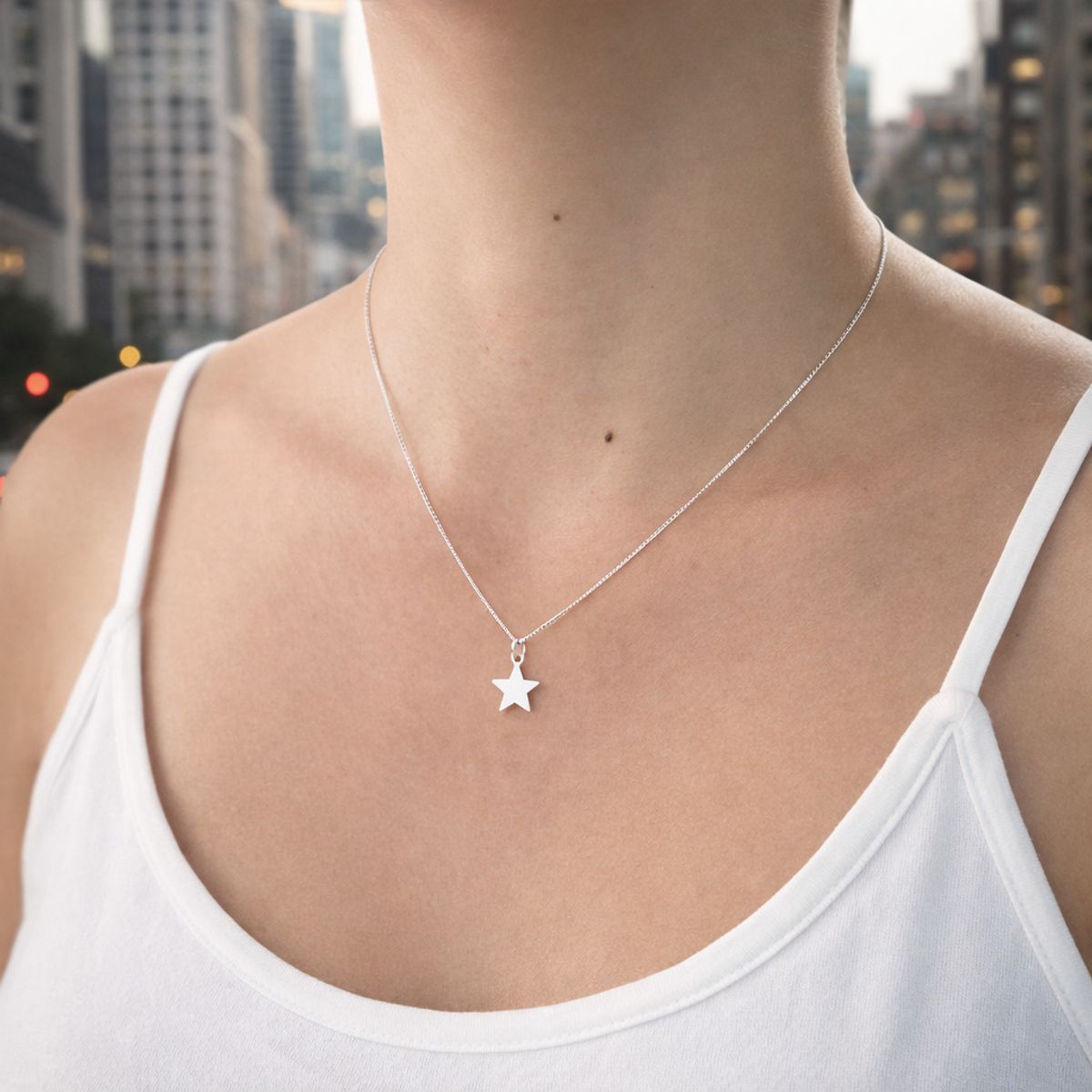 JOYAS MYTOKE - Colgante Dije Estrella + Cadena Plata Fina 925 Mujer Femenin