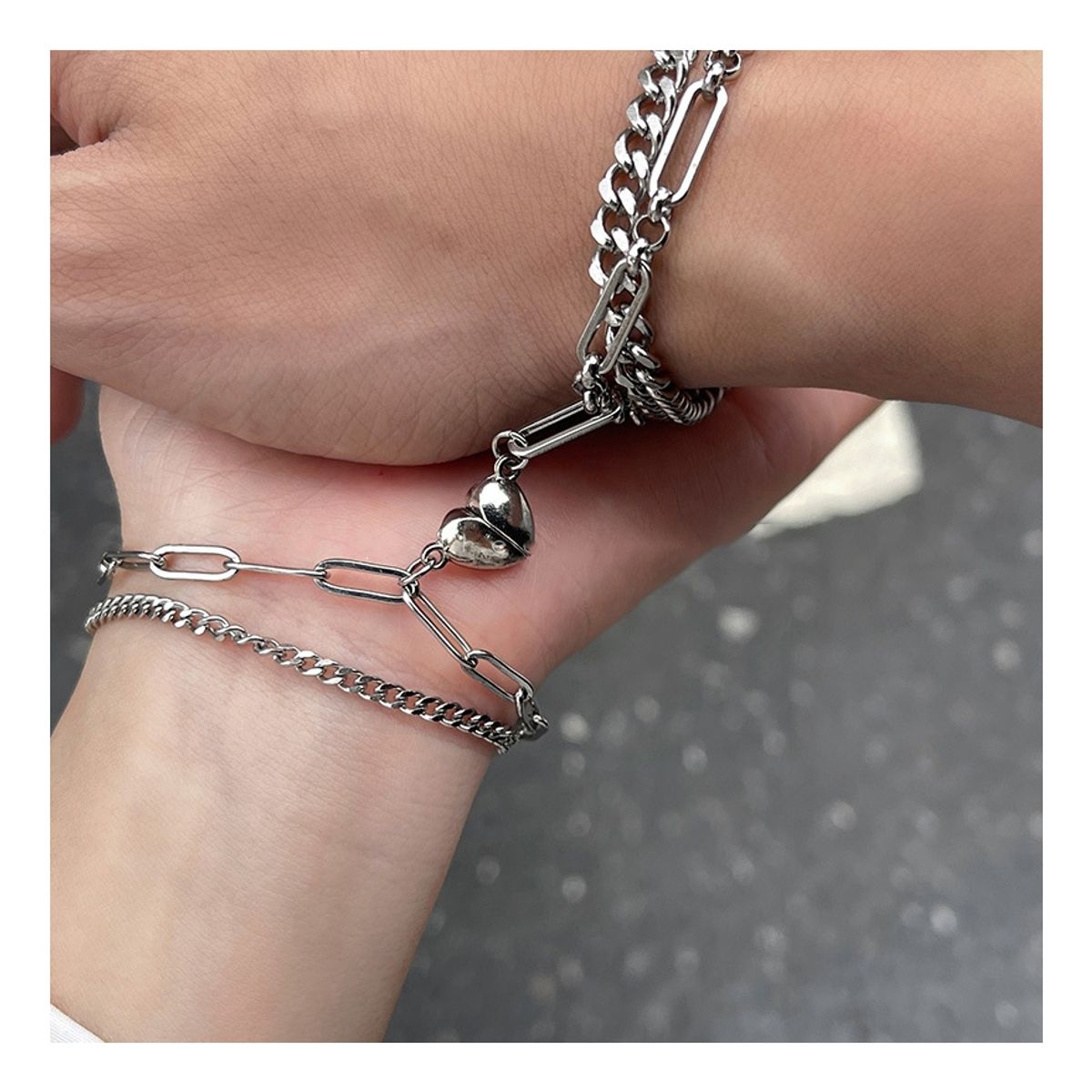 ZG JOYAS - Pulsera Parejas Doble Con Imán Corazón Regalo San Valentín