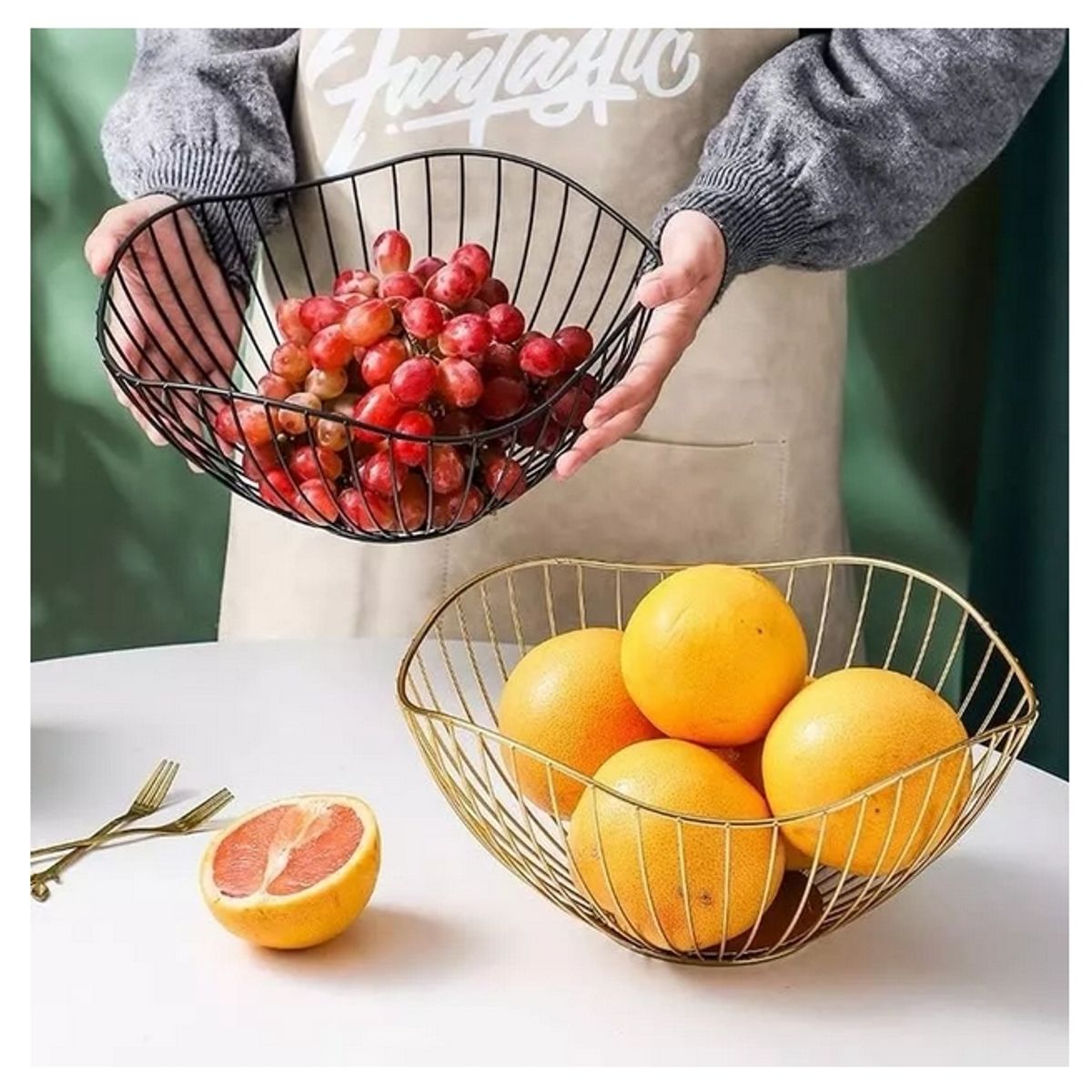 GENERICO - Cesta Metalica Para Frutas Y Verduras Multiuso Elegante.