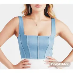 LUNA - Crop Top Denim Mujer