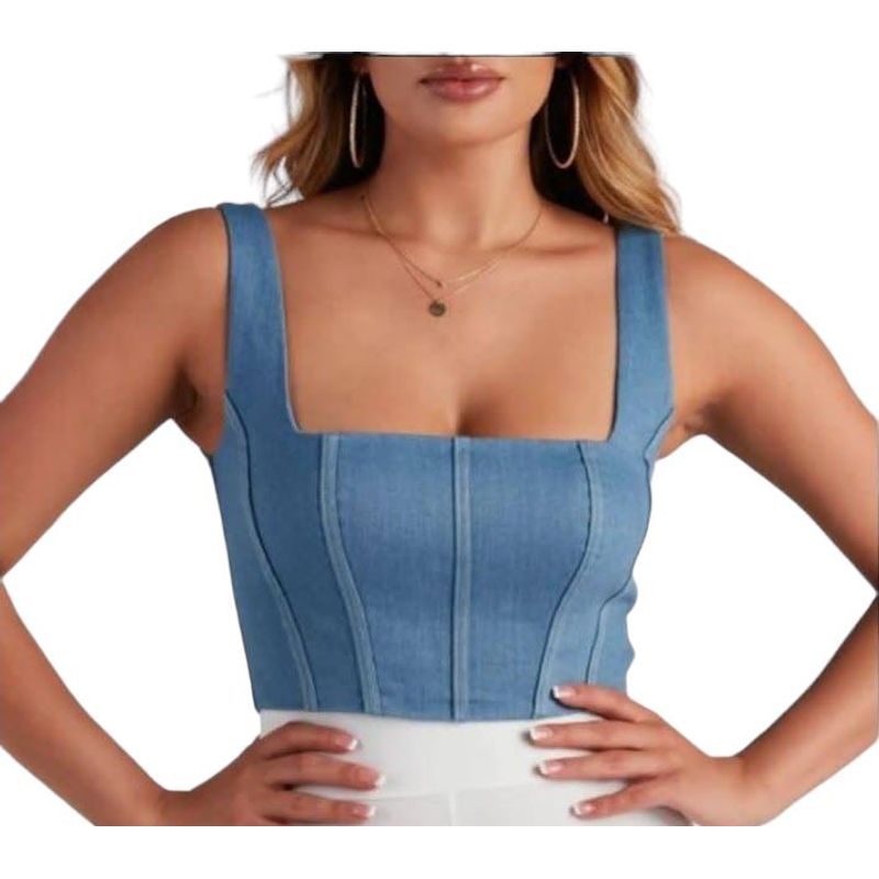 LUNA - Crop Top Denim Mujer