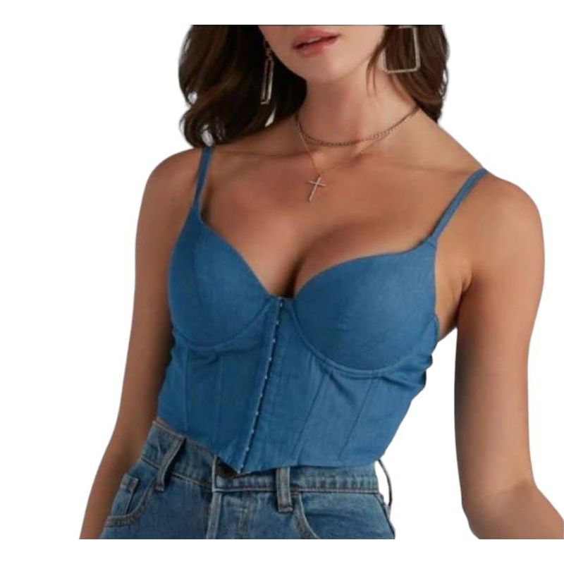 LUNA - Crop Top Denim Mujer