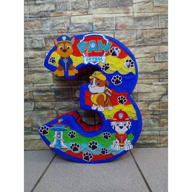 GENERICO - Piñata Paw Patrol patrulla Canina Numero 3 de 40cm