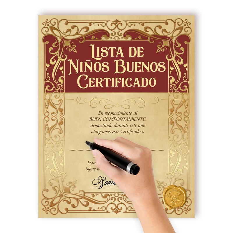 LYTHIUM ART - Carta Certificado de Santa Claus Ornamental Niños Buenos