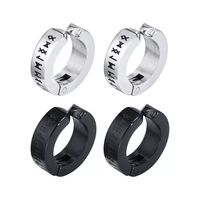Pack 2 Pares Aros Runas Vikingas Piercing Falso A Presión