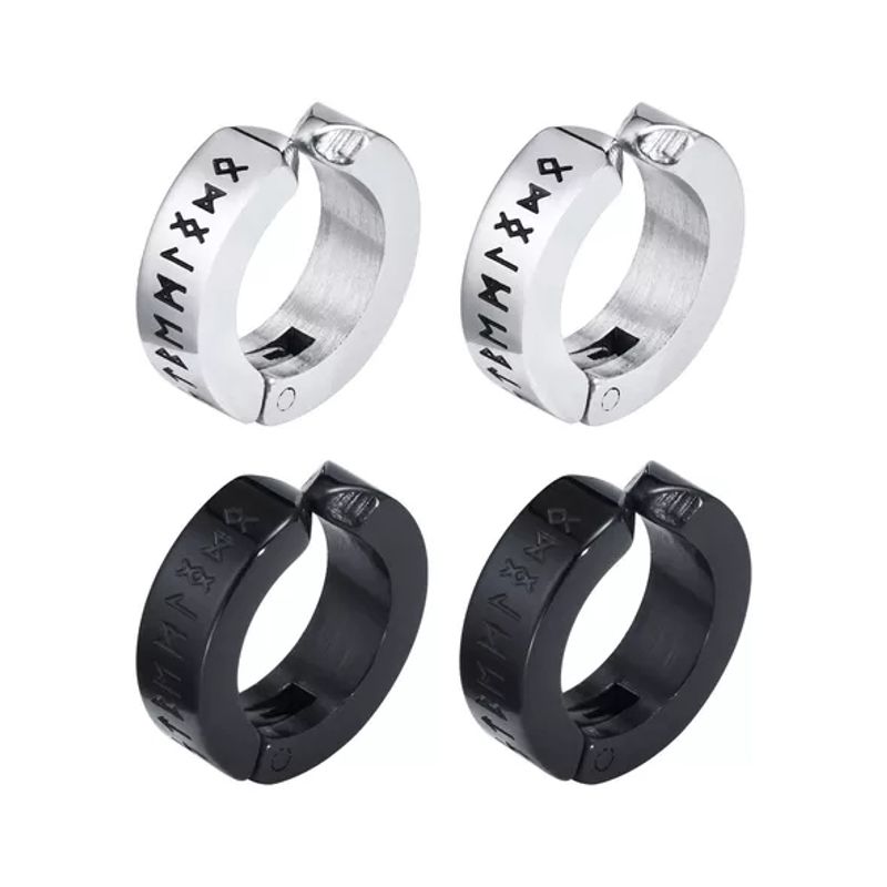 ZG JOYAS - Pack 2 Pares Aros Runas Vikingas Piercing Falso A Presión