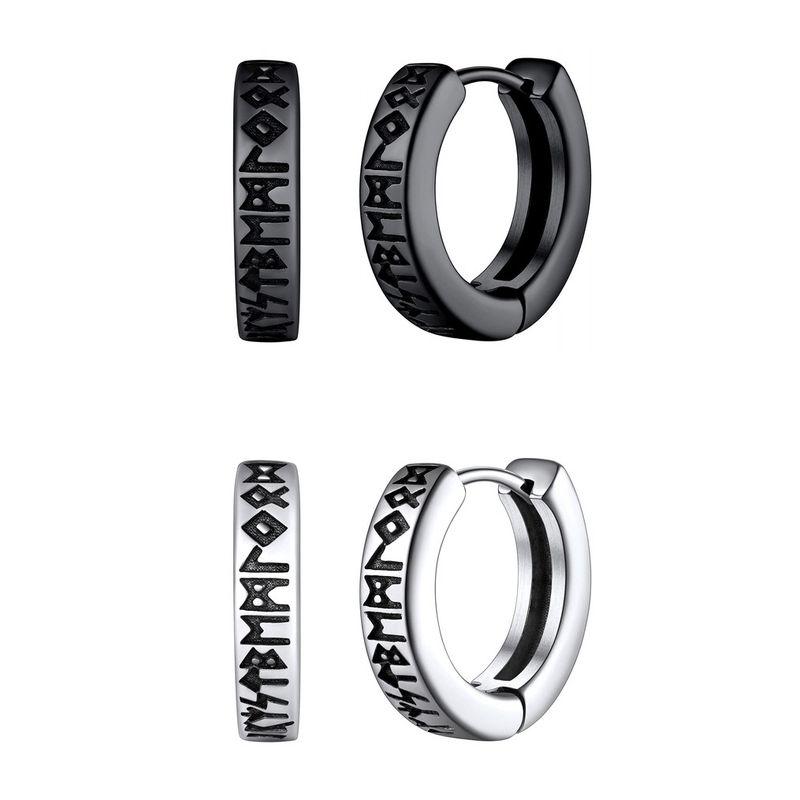 ZG JOYAS - Pack 2 Pares Aros Runas Vikingas Hombre Mujer Piercing Oreja