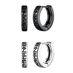 ZG JOYAS - Pack 2 Pares Aros Runas Vikingas Hombre Mujer Piercing Oreja