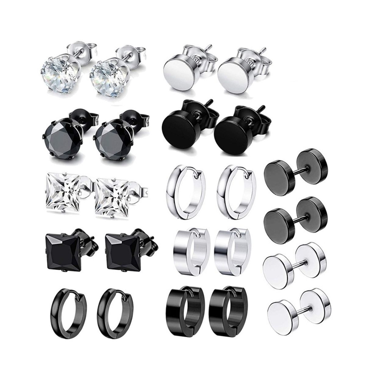 ZG JOYAS - Pack 12 Pares Aros Pendientes Unisex Piercing Oreja
