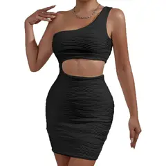 EVERSO - Vestidos Ajustado Sexy Plisado Adelgazantes Para Mujer.-