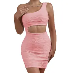 EVERSO - Vestidos Ajustado Sexy Plisado Adelgazantes Para Mujer