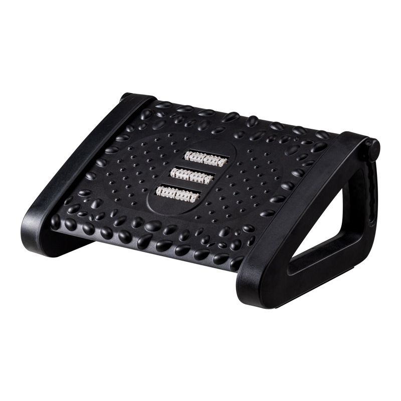 CRUSEC - Reposapiés Rodillos De Masaje Pedal Ajustable Ergonomico Negro