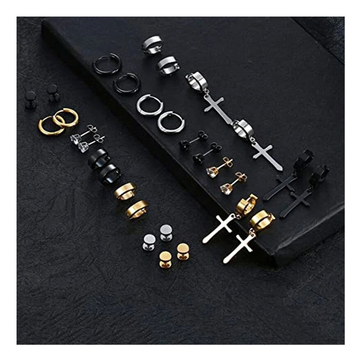 ZG JOYAS - Pack 15 Par Aros Pendientes Unisex Piercing Oreja Acero Inox