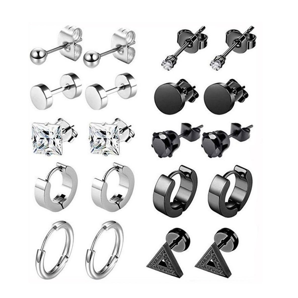 ZG JOYAS - Pack 10 Pares Aros Pendientes Unisex Piercing Oreja