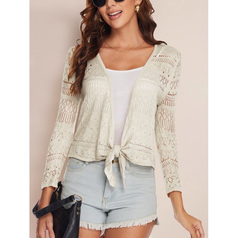 MOSS ROSE - Cárdigan jacquard de punto en V profunda para mujer