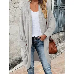 MOSS ROSE - Cárdigan de punto largo casual sin botones para mujer
