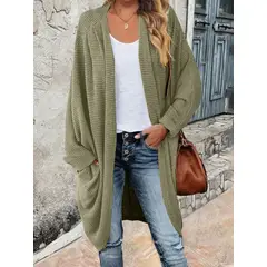 MOSS ROSE - Cárdigan de punto largo casual sin botones para mujer