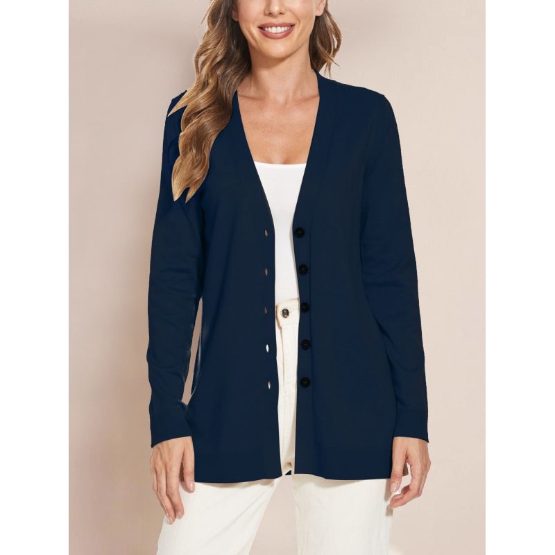 MOSS ROSE - Cárdigan de punto abotonado para mujer color camel