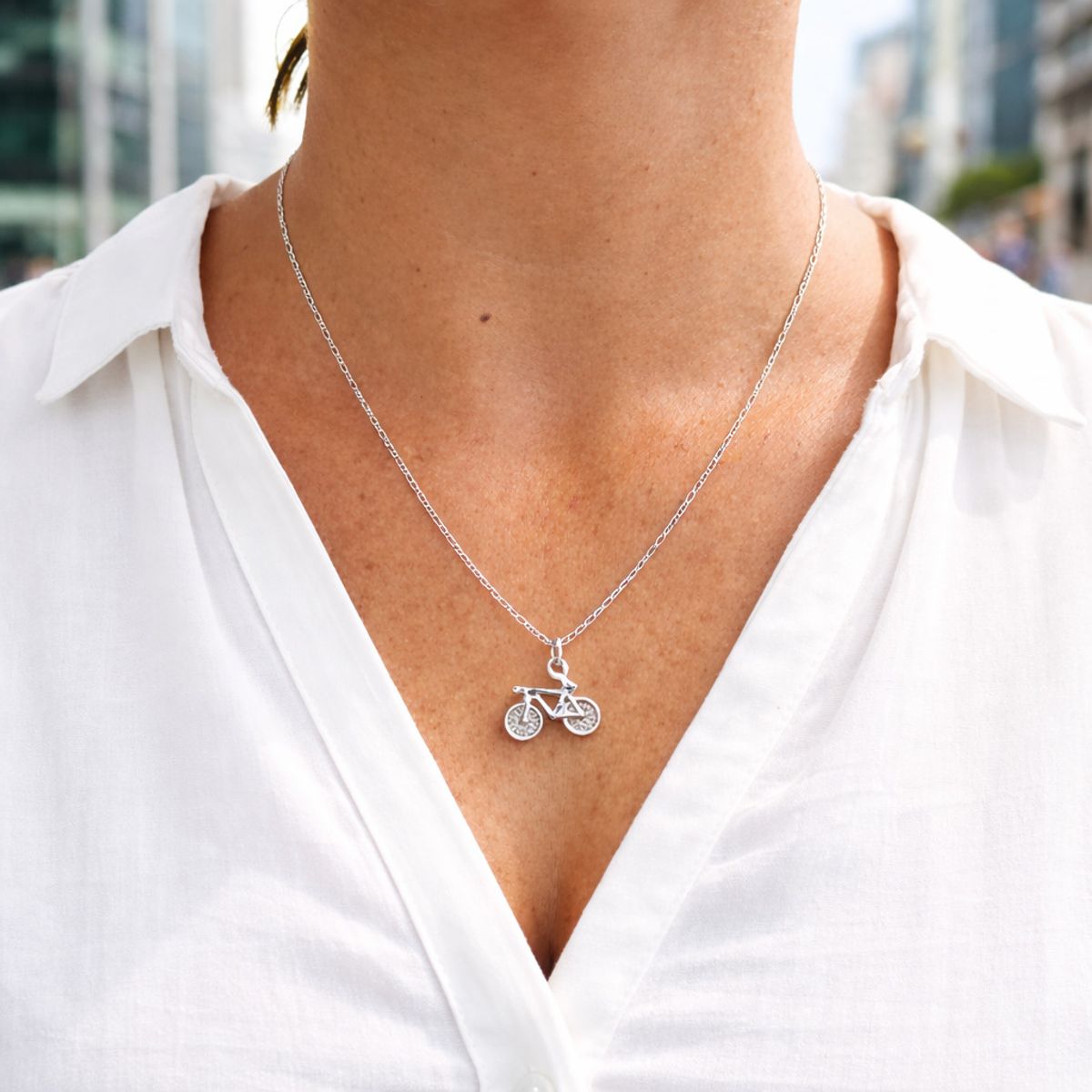 JOYAS MYTOKE - Colgante Bicicleta Mas Cadenita Plata Fina925 Juvenil Unisex