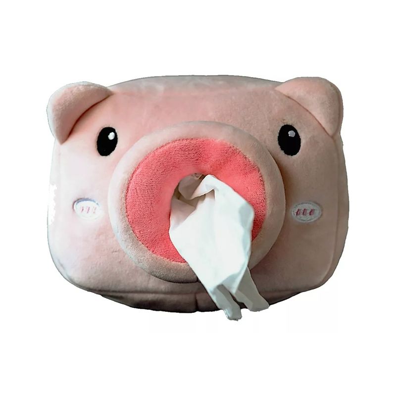 GENERICO - Porta Pañuelos Desechables Para Auto Cerdito Rosa