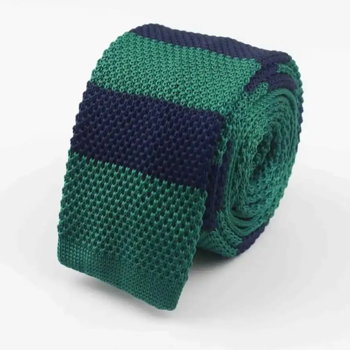 MERCADO CBF - Corbata Vintage Tejida Diseño Verde Azul Rayado