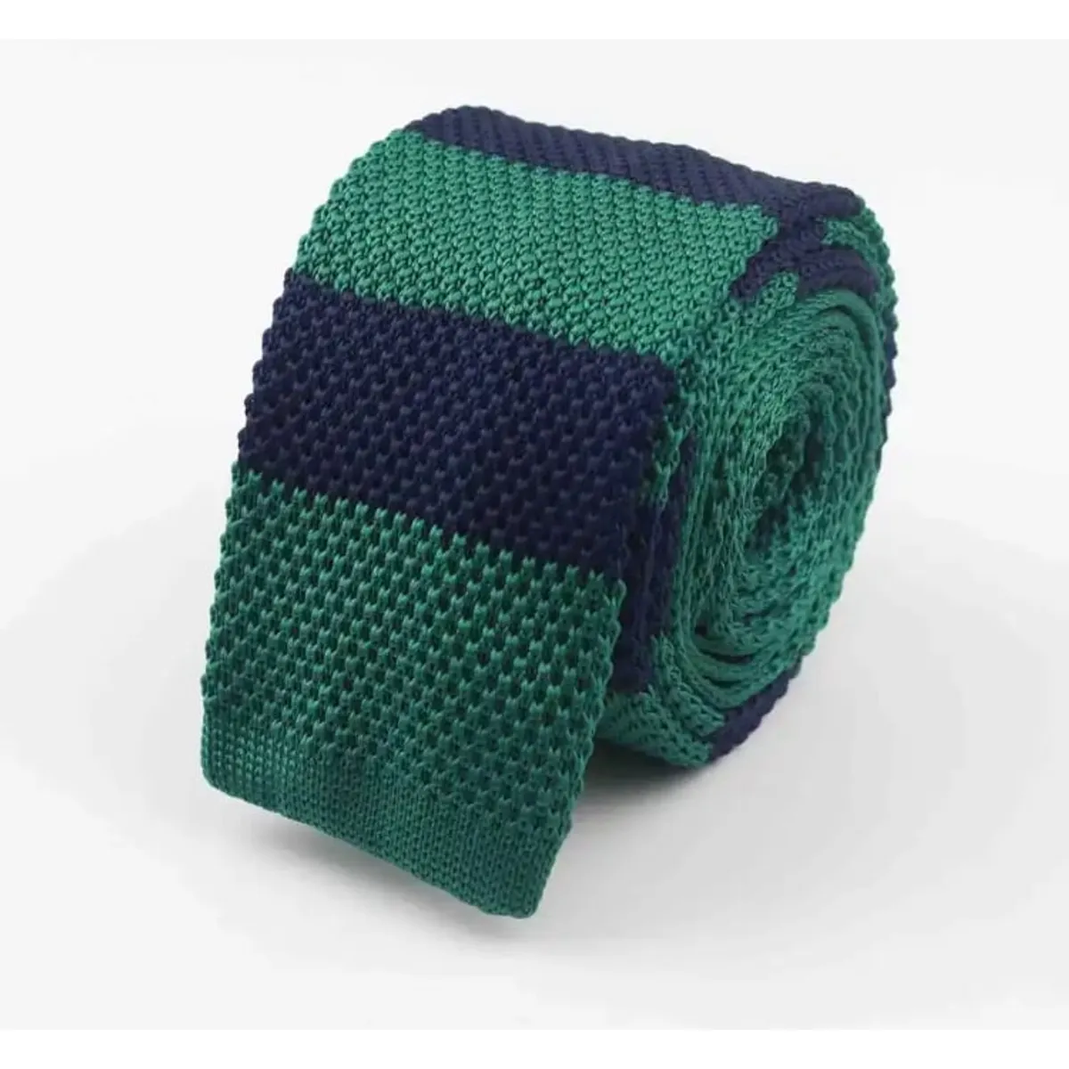 MERCADO CBF - Corbata Vintage Tejida Diseño Verde Azul Rayado