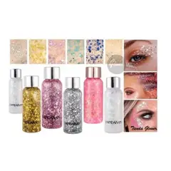 GENERICO - PACK 6 Glitter Gel Lentejuelas Holográficas Rostro Cuerpo.
