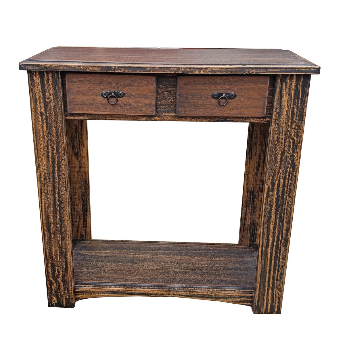 MARFELD MUEBLES - Mesa de arrimo una division y dos cajones cafe 80cm