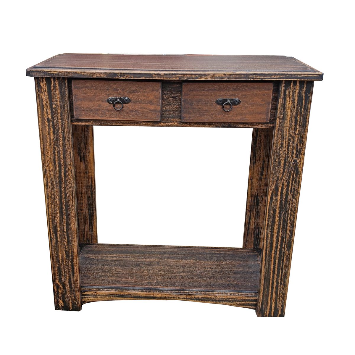 MARFELD MUEBLES - Mesa de arrimo una division y dos cajones cafe 80cm