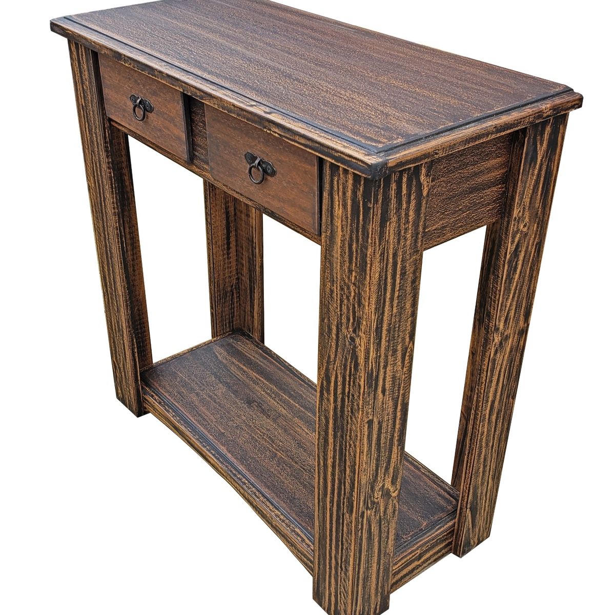 MARFELD MUEBLES - Mesa de arrimo una division y dos cajones cafe 80cm