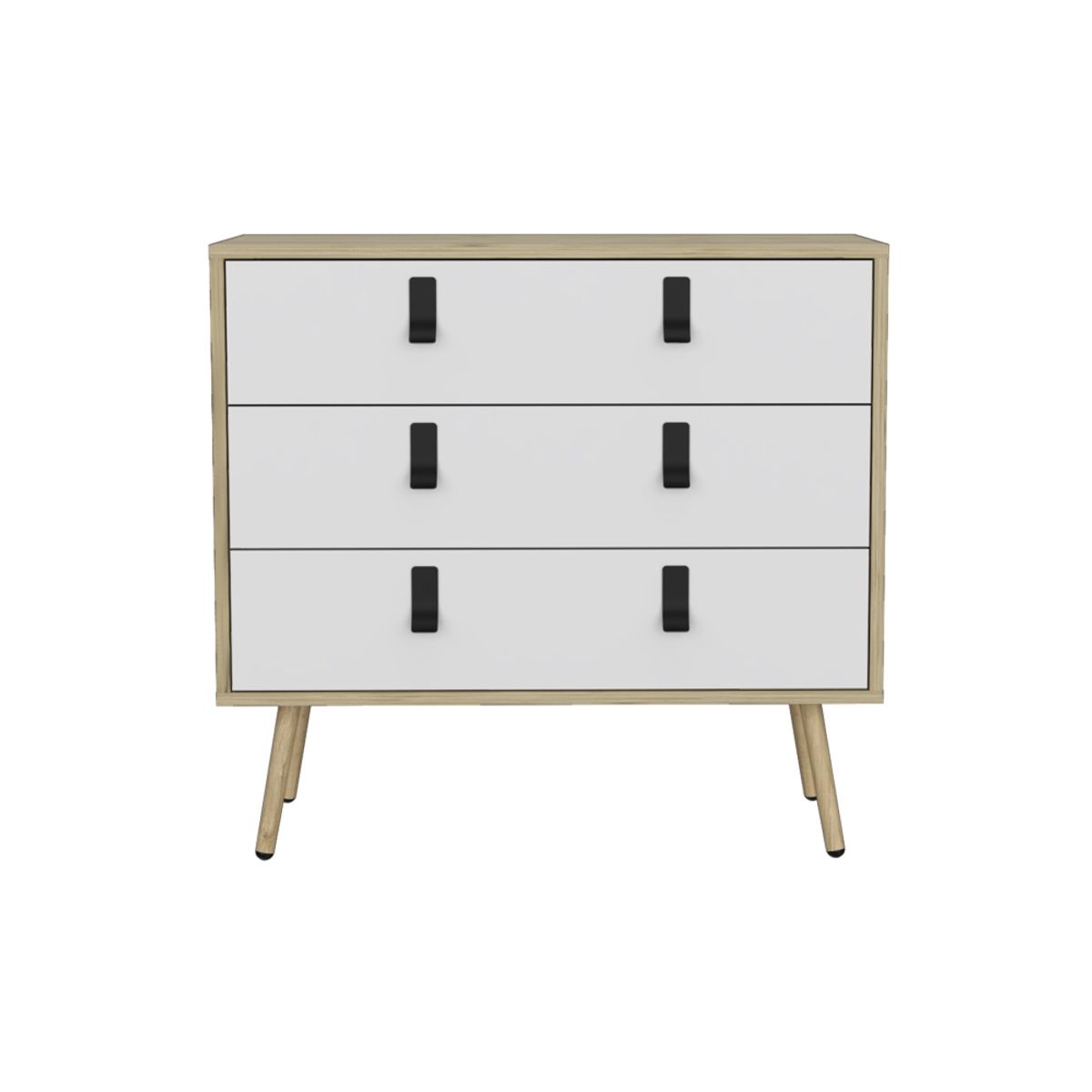 FMFURNITURE - Comoda 3 Cajones - Café Claro y Blanco 75x80x35 cm…